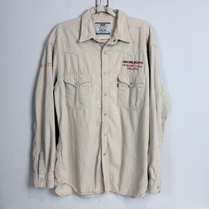 Vintage Levi's Bon Jovi Tour 1993 Concert Pearl Snap Western Shirt Tan XL